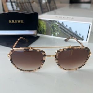 KREWE NWOT Breton II Matte Oyster 24K Gold Sunglasses